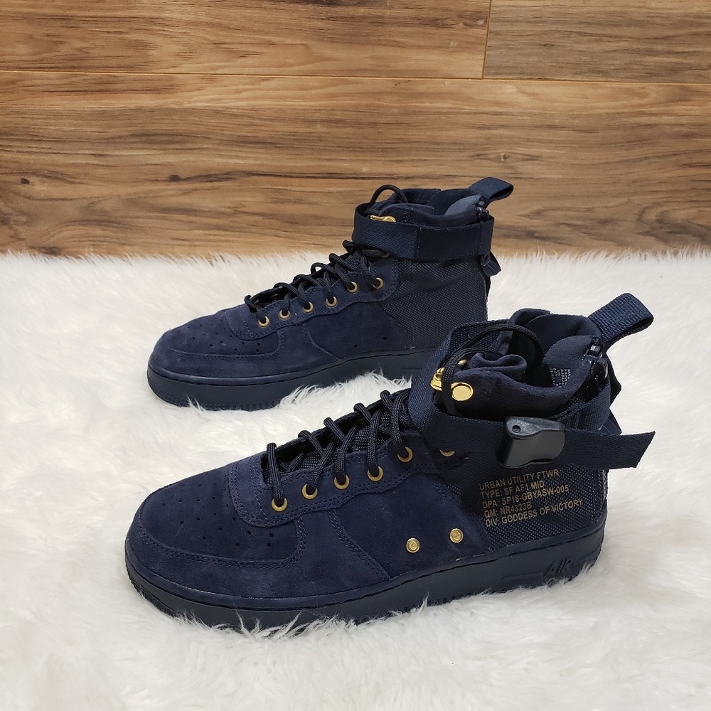 New Nike SF Air Force 1 Mid Navy Blue Sneakers - Picture 6 of 8